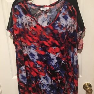 Jennifer Lopez Red White and Blue floral Tee